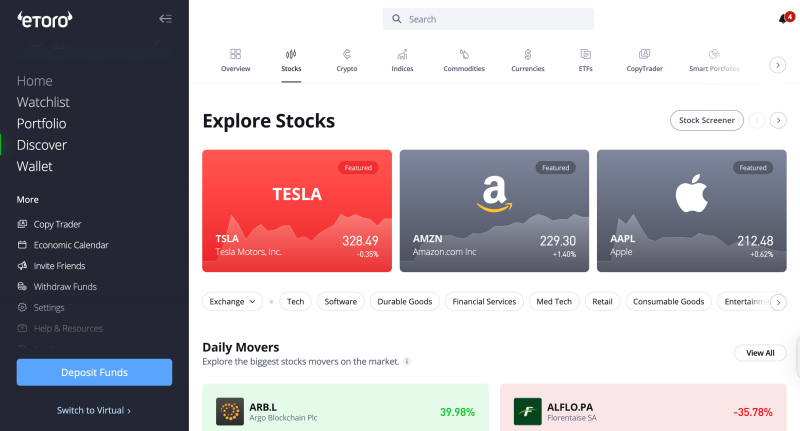 eToro Web Trading Platform